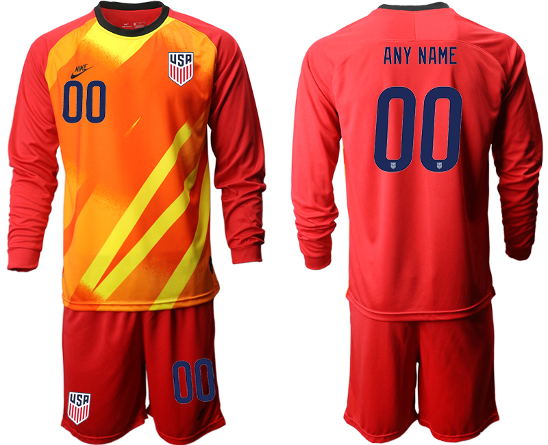 Men 2020-2021 Season National team United States goalkeeper Long sleeve red customized Soccer Jersey1->united states jersey->Soccer Country Jersey